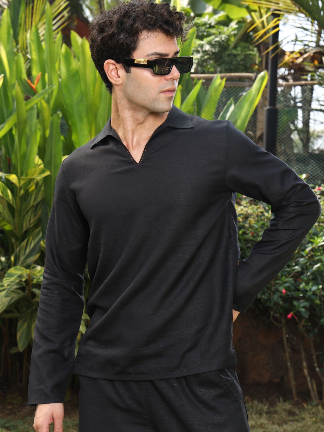Men's Hemp Full Sleeve Open Collar Kurta