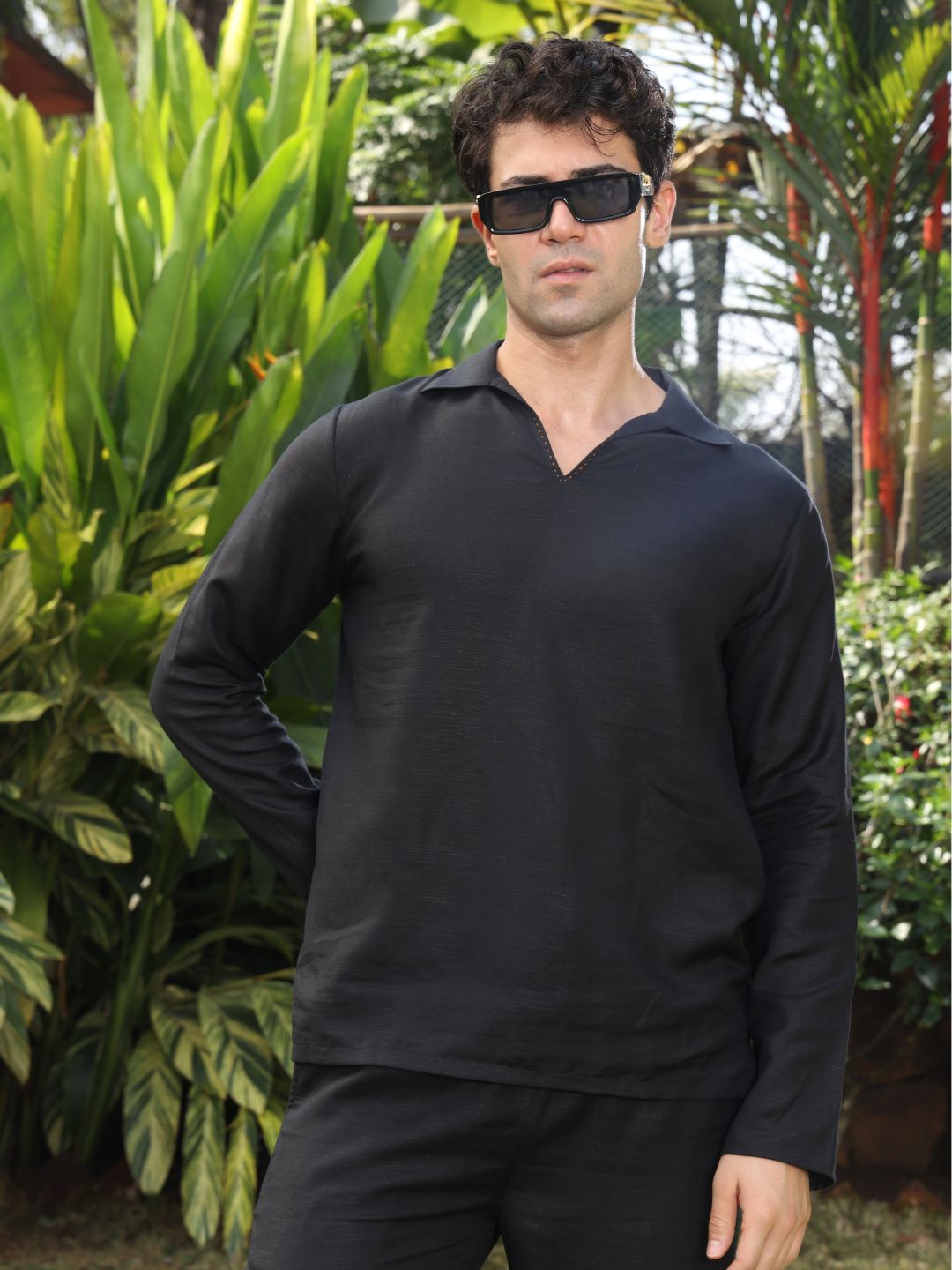 Men's Hemp Full Sleeve Open Collar Kurta