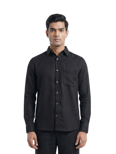 Hemp Formal Shirt with Pintuck Pocket