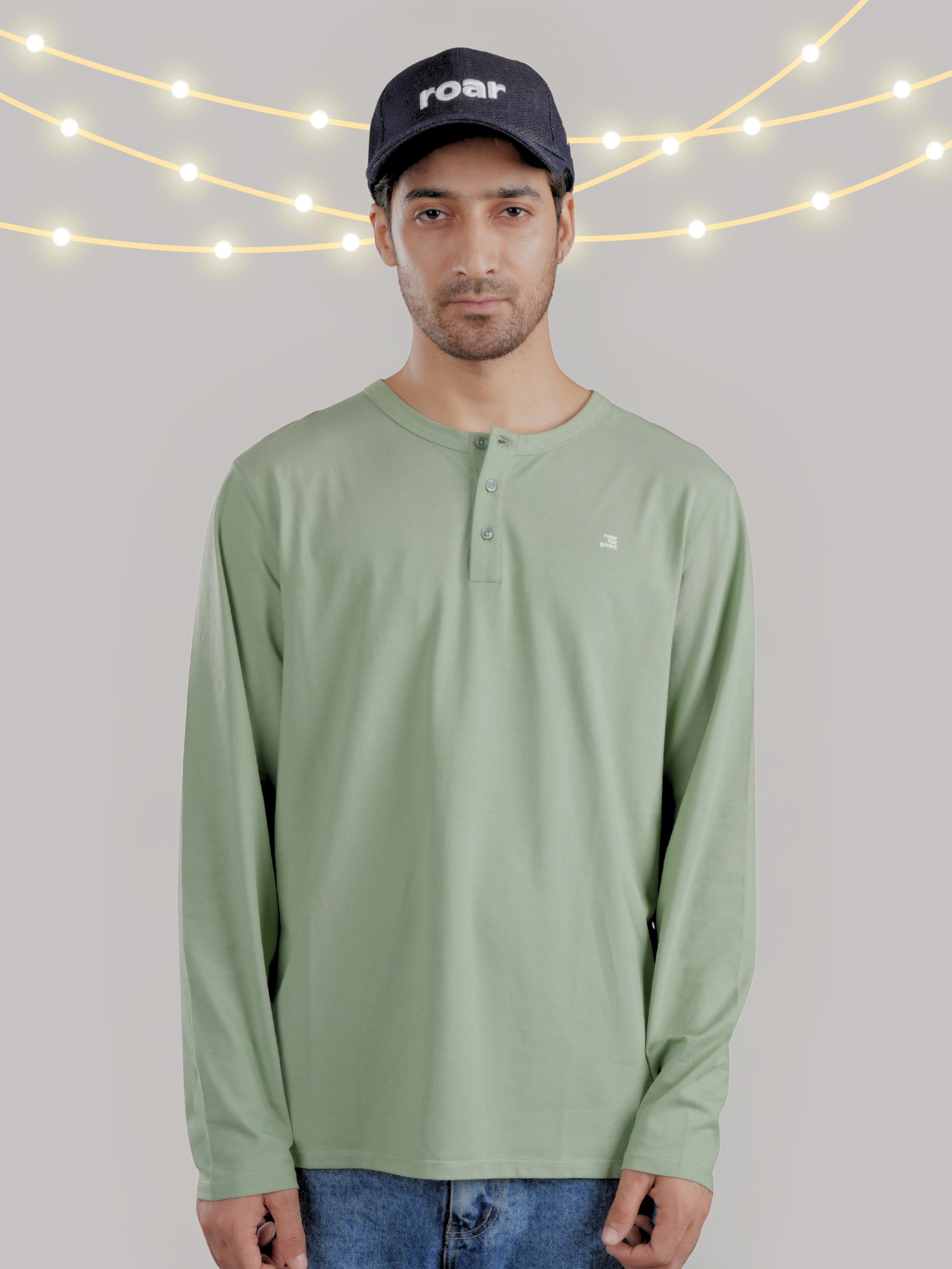 Roar Sage Organic Cotton Henley Full Sleeve T-shirt