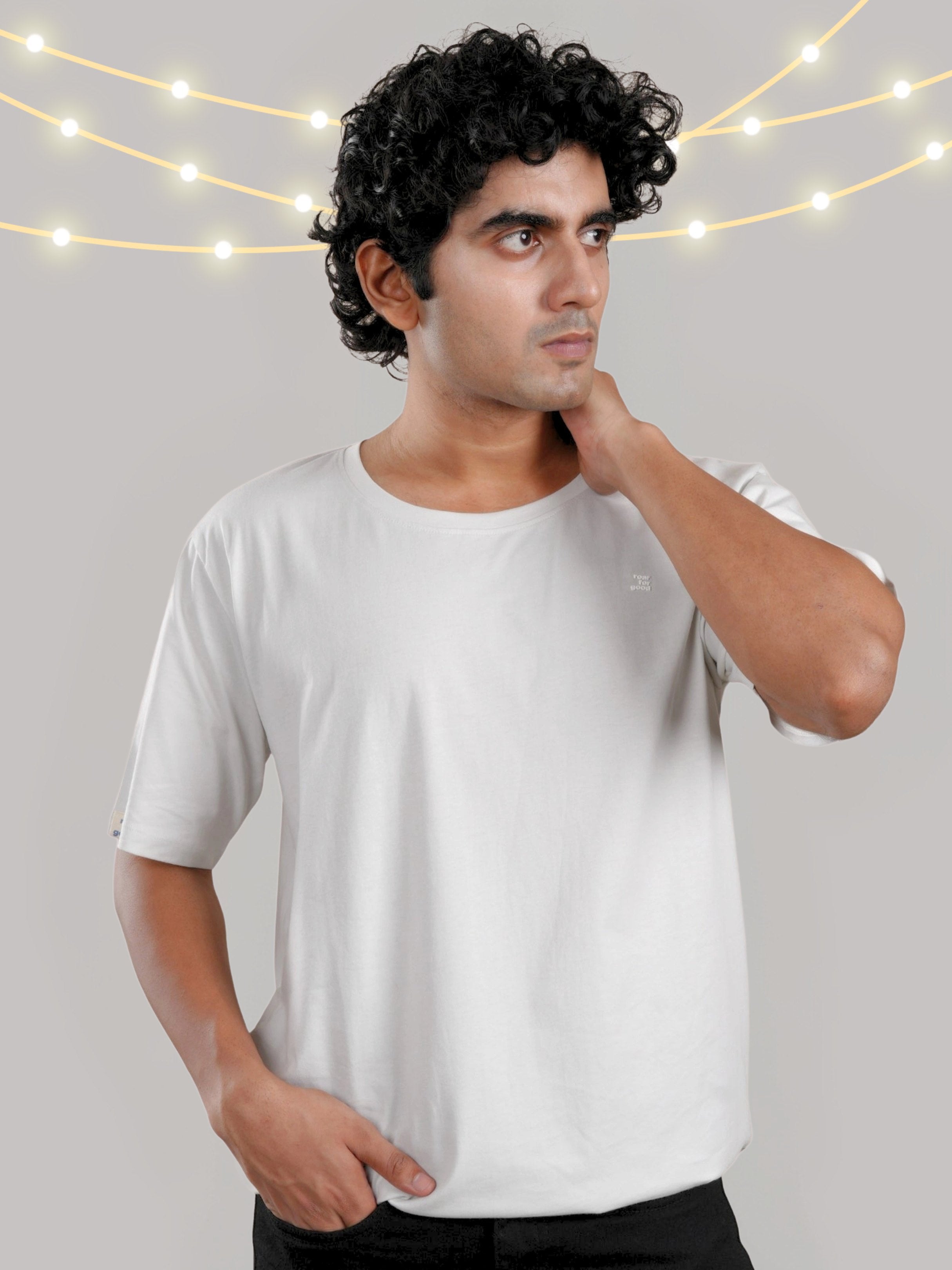 Roar Dove Grey Organic Cotton Scoop Neck T-Shirt