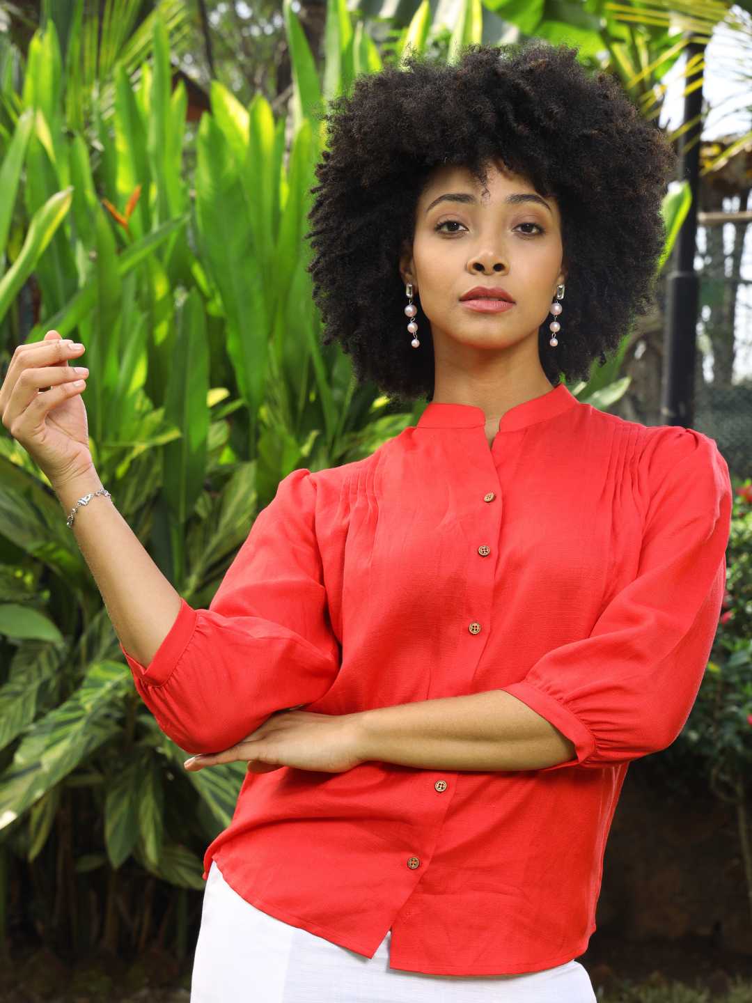 Women's Hemp Shirt with Pintuck Detailing at Front & Back