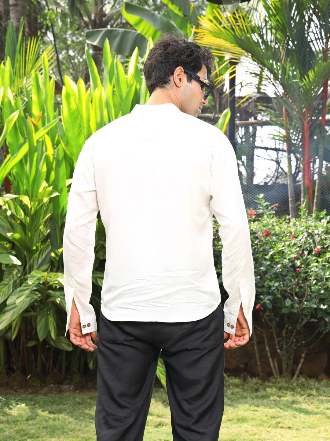 Hemp Full Sleeve Mandarin Collar Shirt