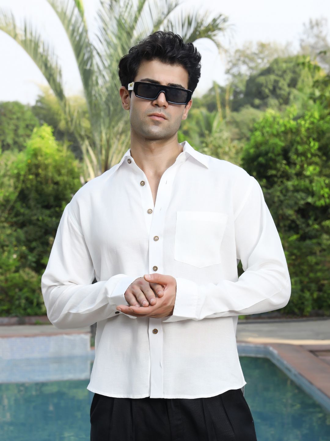 Hemp Full Sleeve Spread Collar Shirt with One Pocket & Coco Button