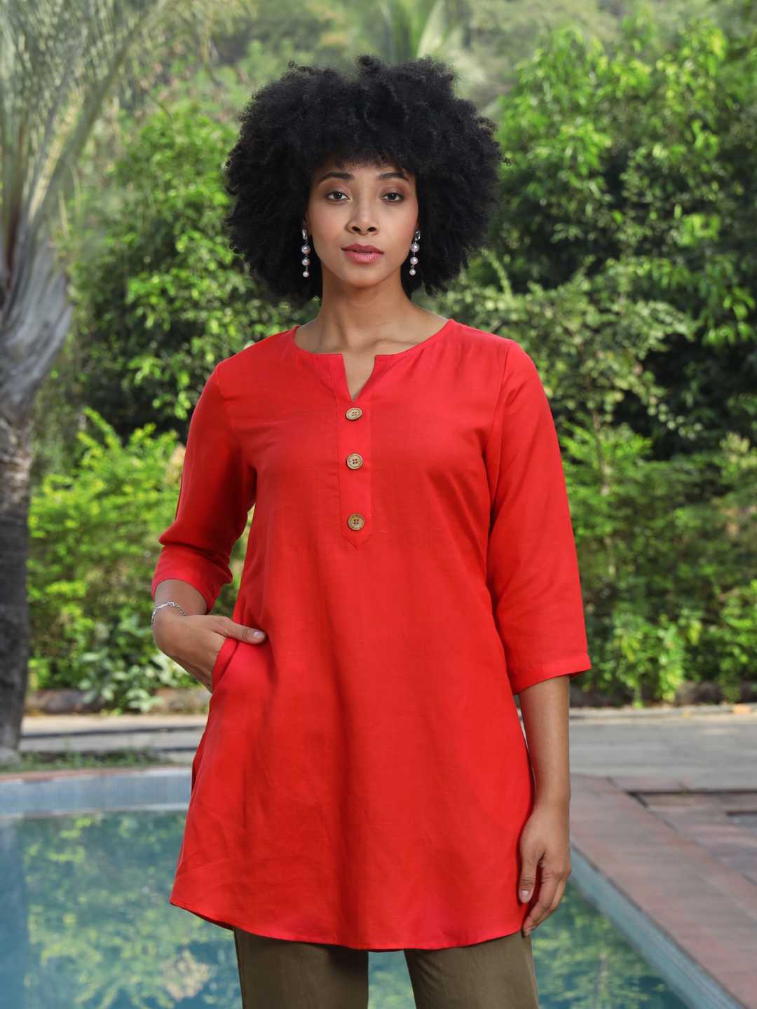 Women's Hemp Kurti with Side Pocket