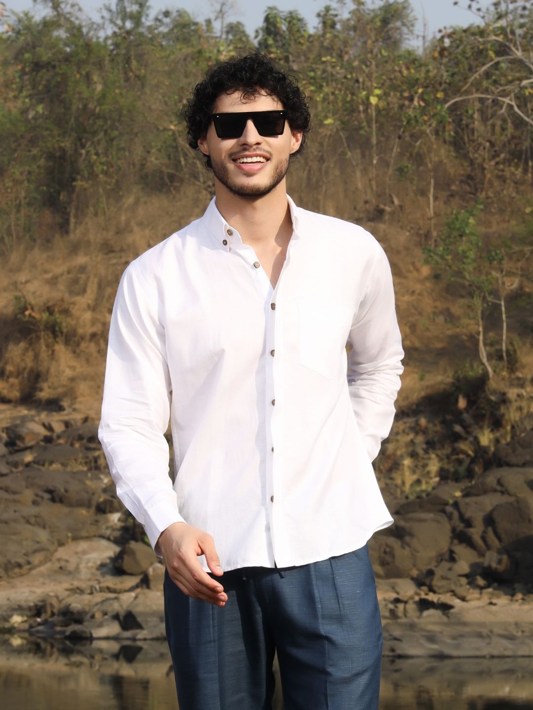 Men's Hemp Full Sleeve Placket Shirt