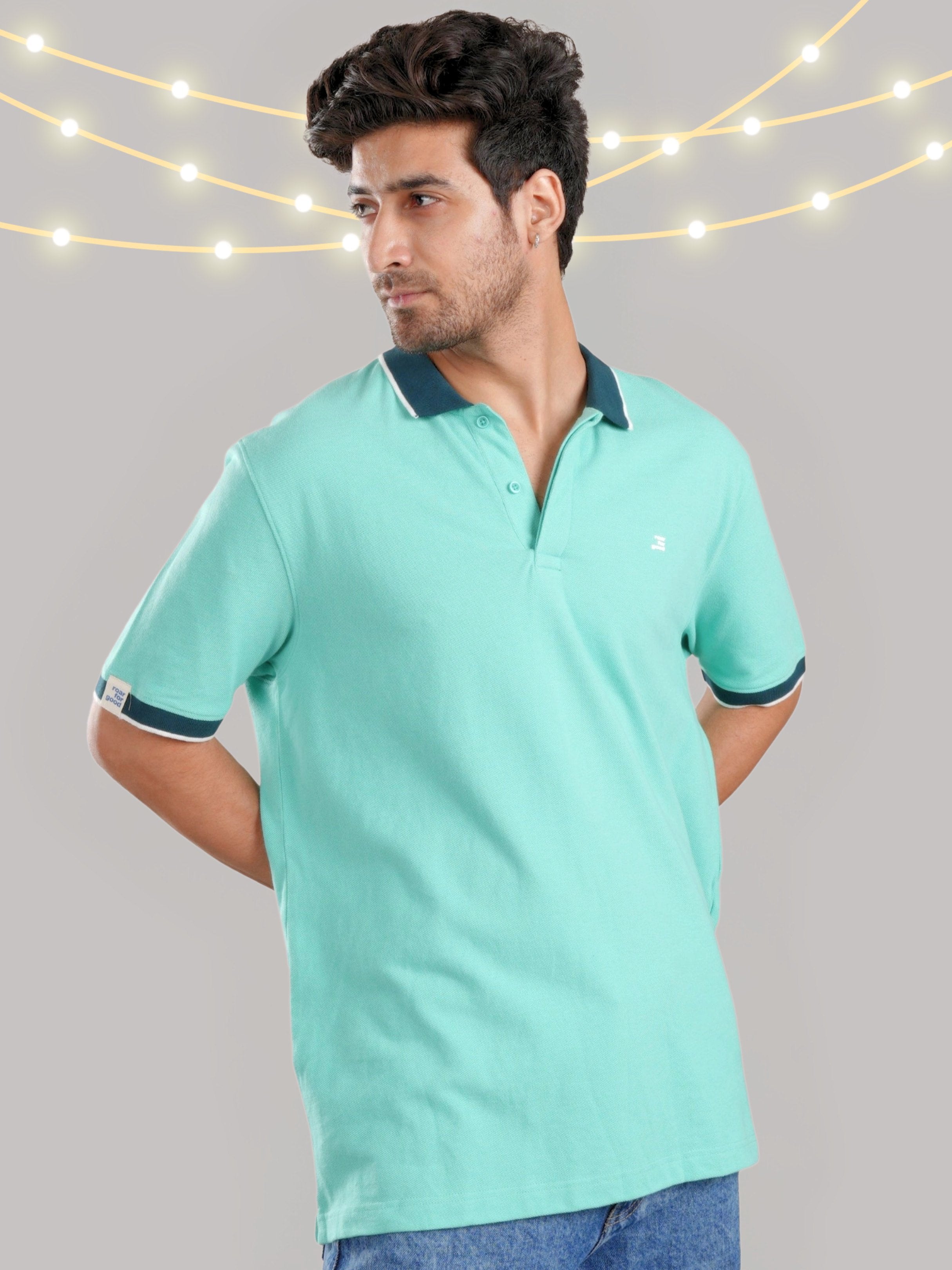 Roar Seagreen Organic Cotton Men's Polo T-Shirt