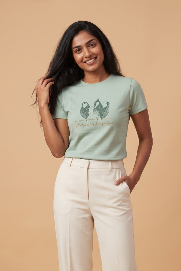 Women's Organic Cotton Bird Print T-Shirt