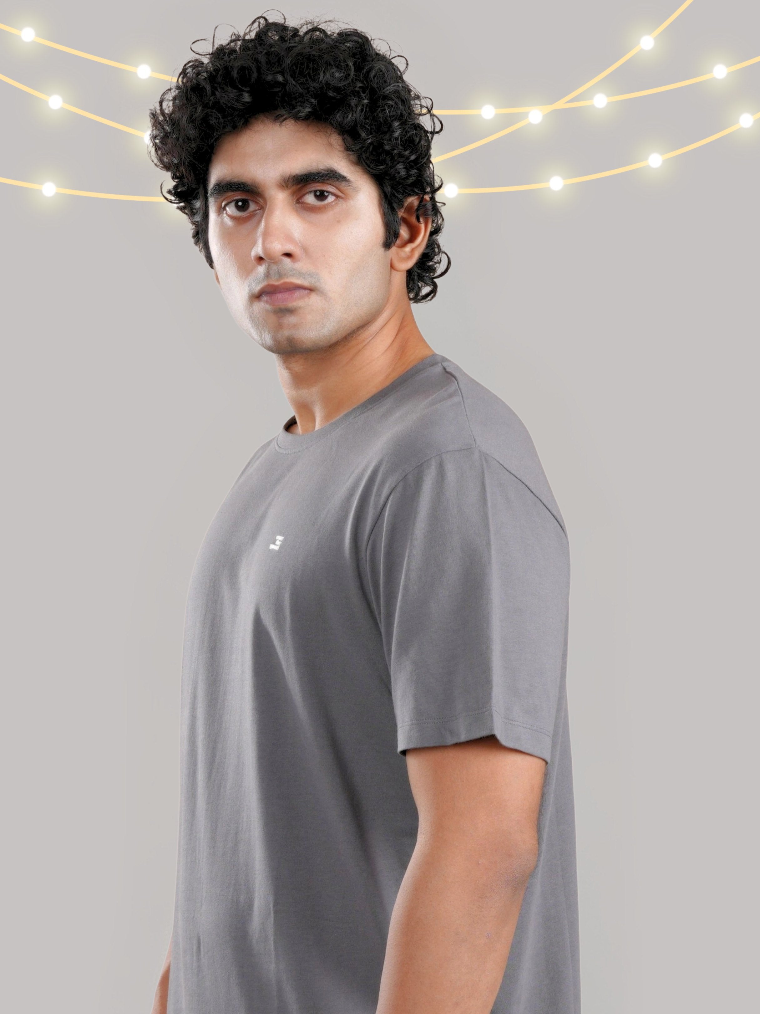 Roar Dark Grey Organic Cotton Crew Neck T-Shirt