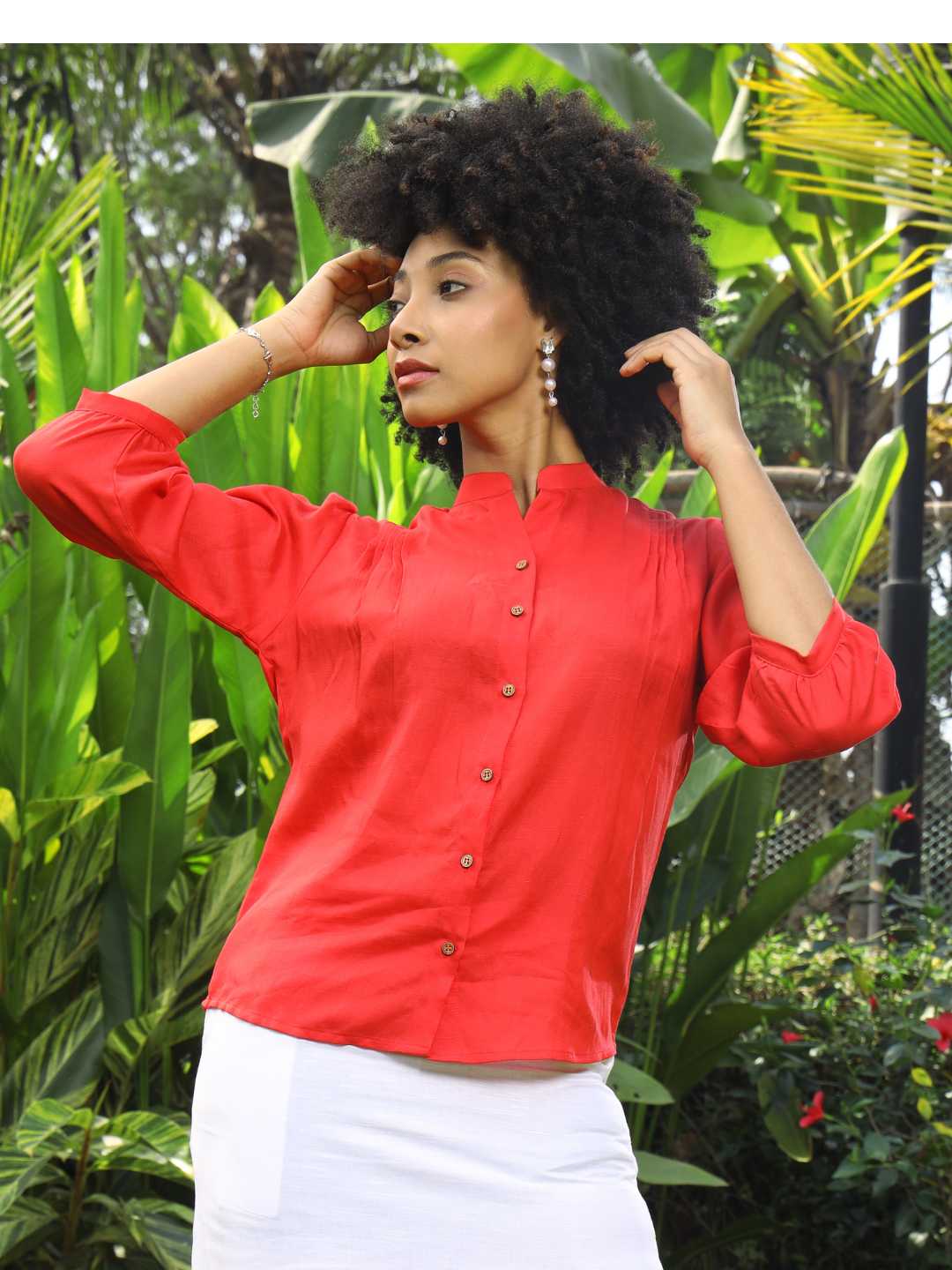 Women's Hemp Shirt with Pintuck Detailing at Front & Back