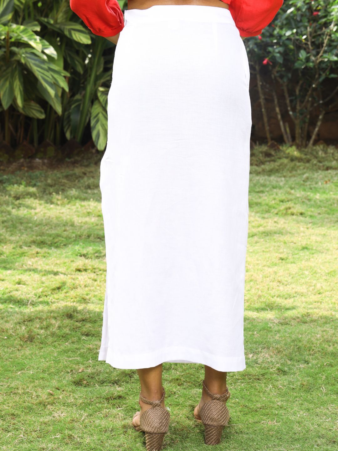 Women's Hemp Long Side-Slit Skirt with Optional Side Lock Coco Button