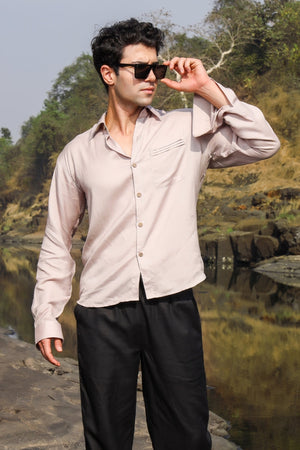 Hemp Formal Shirt with Pintuck Pocket