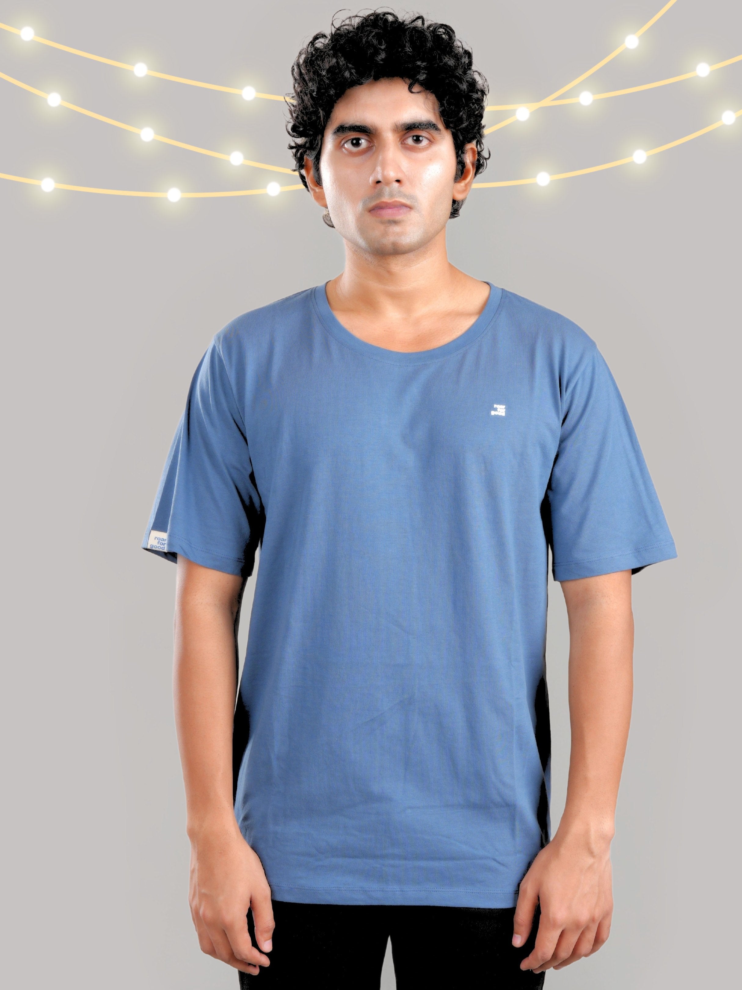 Roar Royal Blue Organic Cotton Scoop Neck T-Shirt