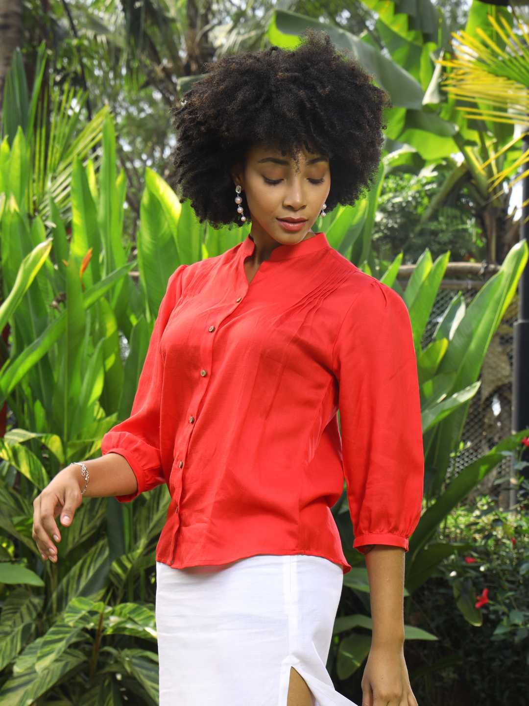 Women's Hemp Shirt with Pintuck Detailing at Front & Back