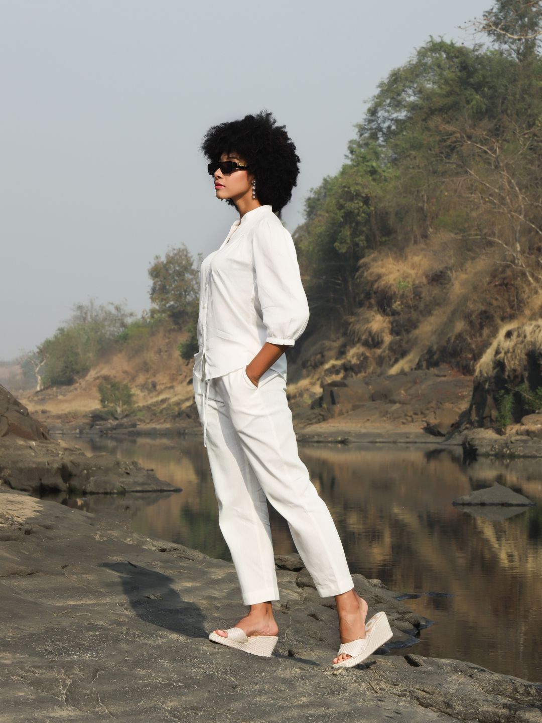 Women's Hemp Shirt with Pintuck Detailing at Front & Back