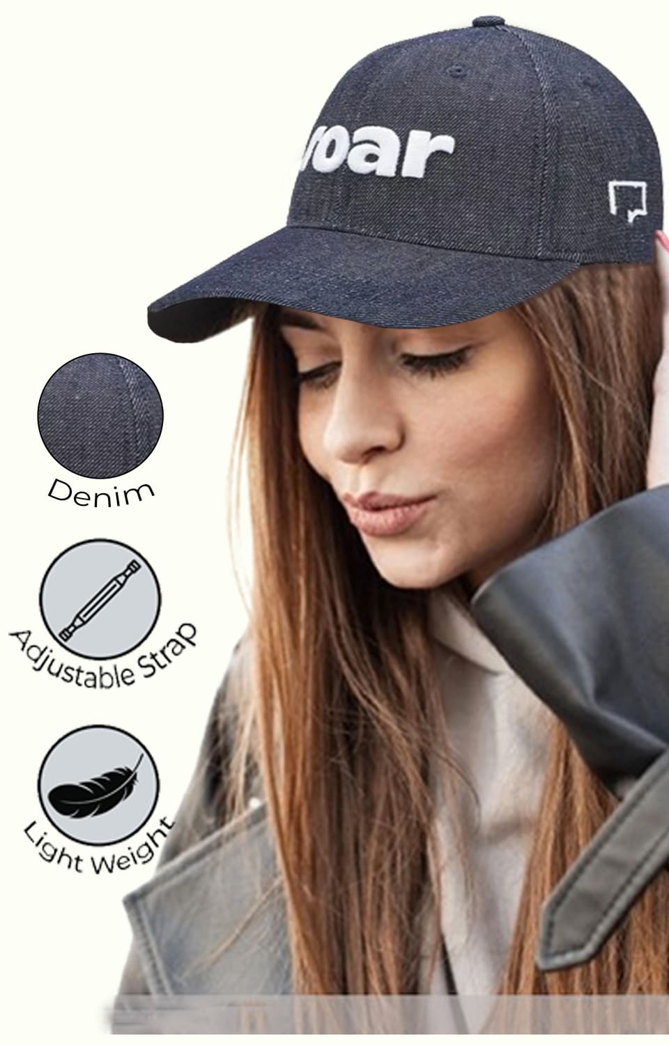 ROAR Denim Blue Baseball Cap