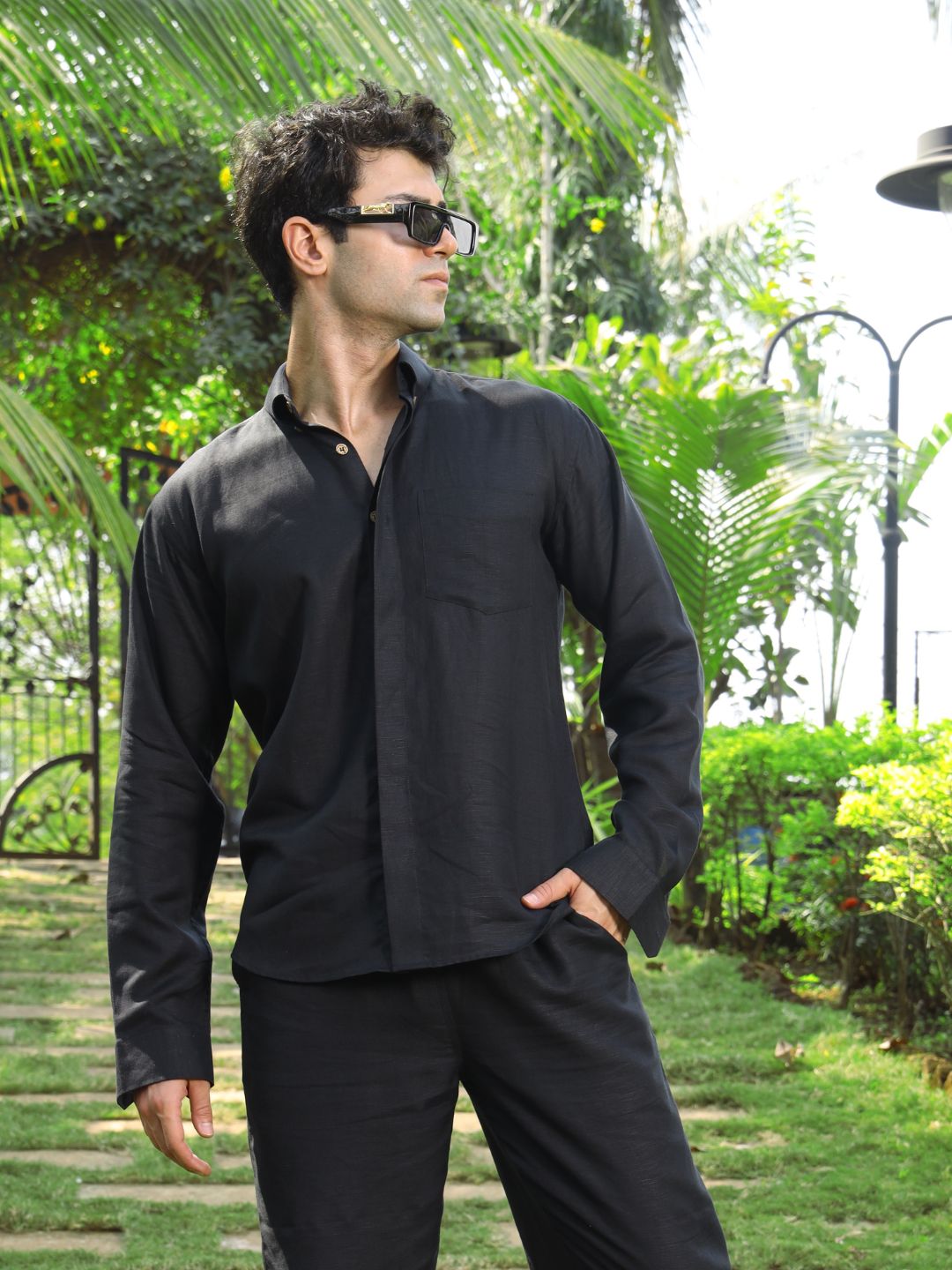 Men's Hemp Full Sleeve Placket Shirt