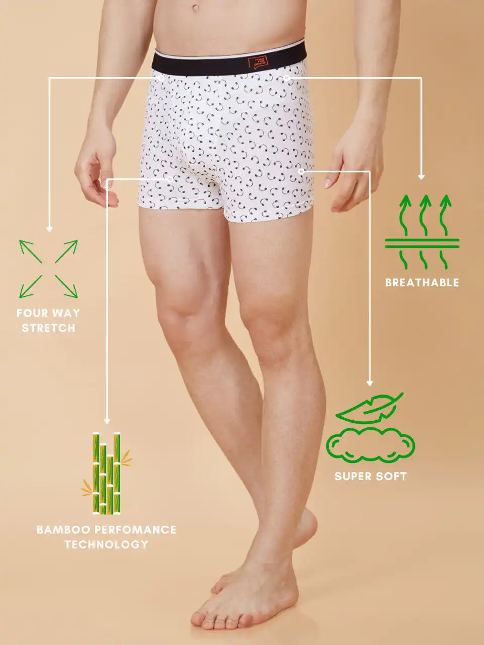 Men's Printed Bamboo Innerwear Trunks