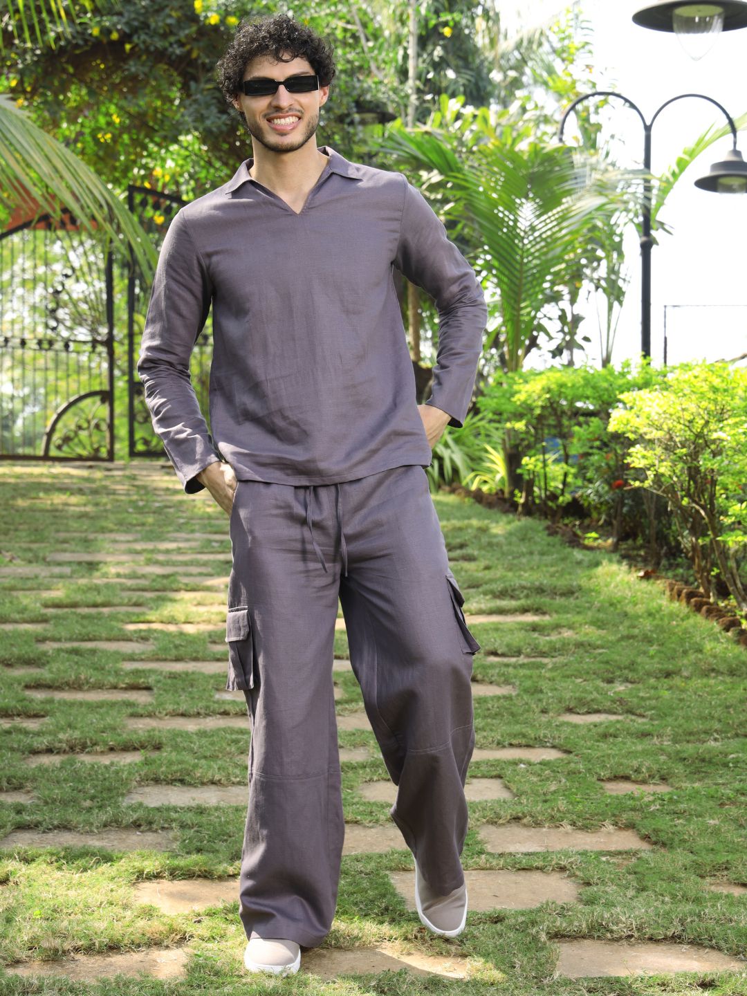 Men's Hemp Full Sleeve Open Collar Kurta