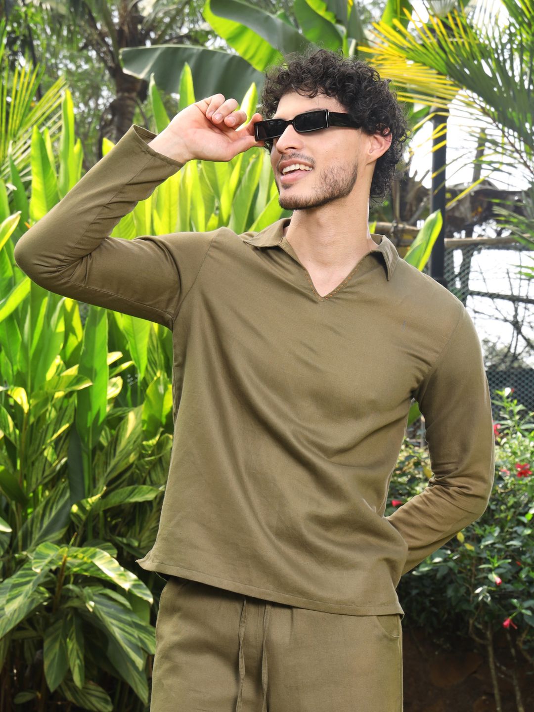Men's Hemp Full Sleeve Open Collar Kurta