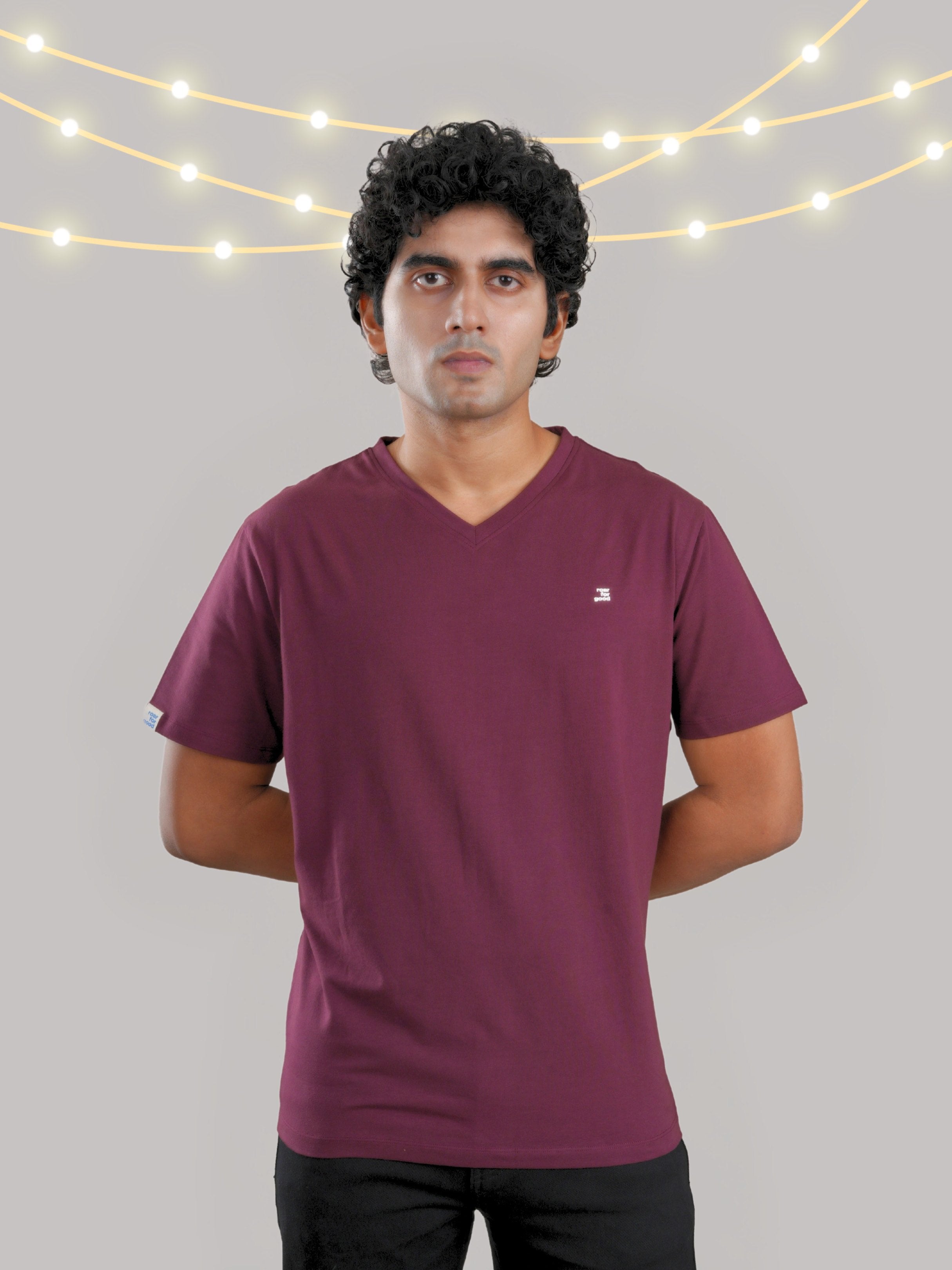 Roar Maroon Organic Cotton Men's V-Neck T-Shirt