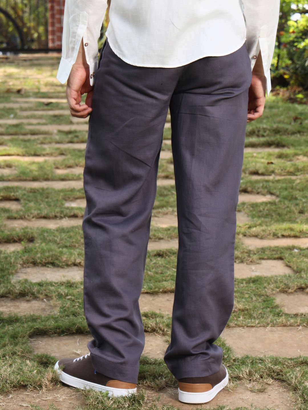 Men's Hemp Front Pleated Trouser with Drawstring