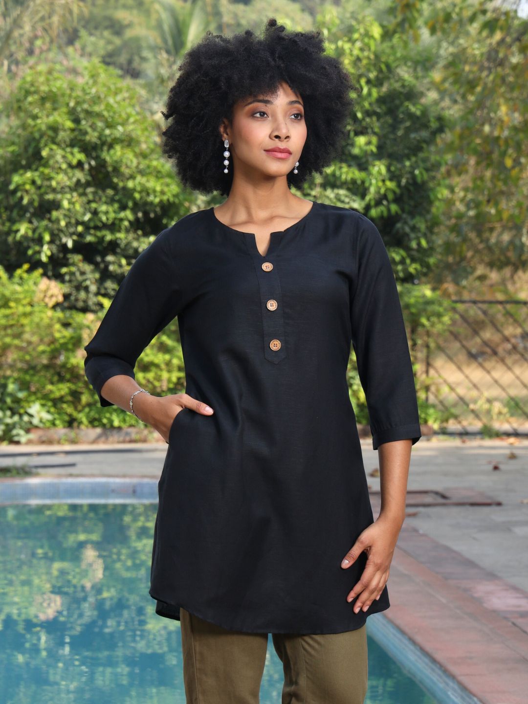 Women's Hemp Kurti with Side Pocket