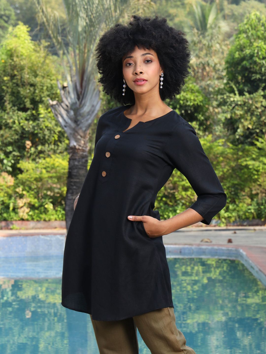 Women's Hemp Kurti with Side Pocket