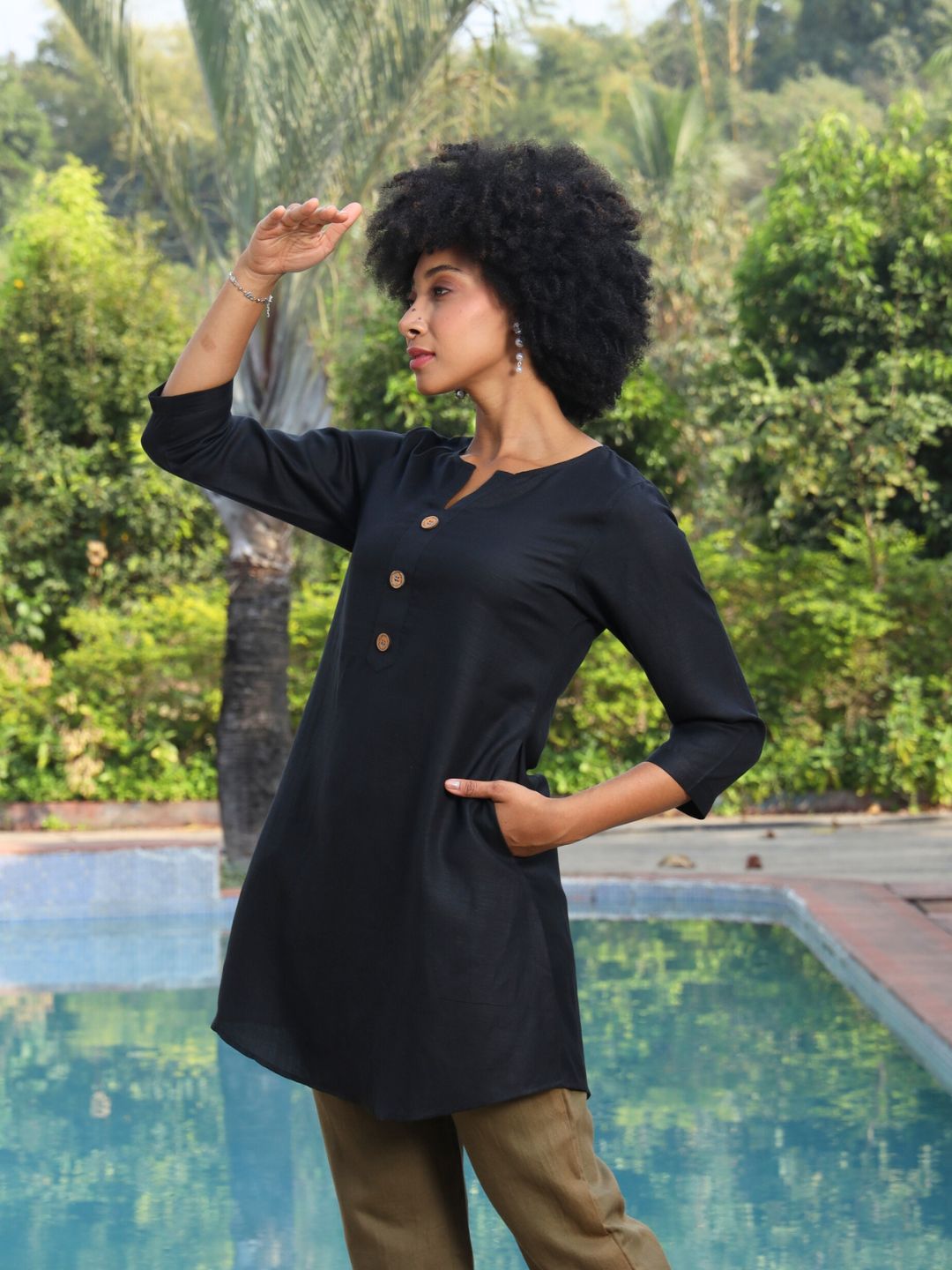Women's Hemp Kurti with Side Pocket