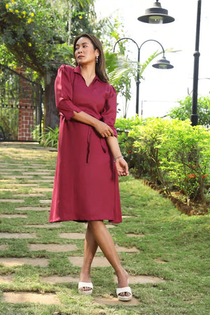 Women's Hemp Open Collar Dress