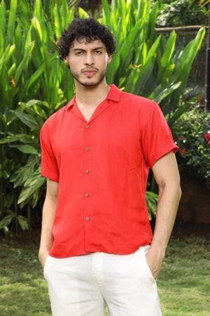 Hemp Half Sleeve Cuban Collar Shirt