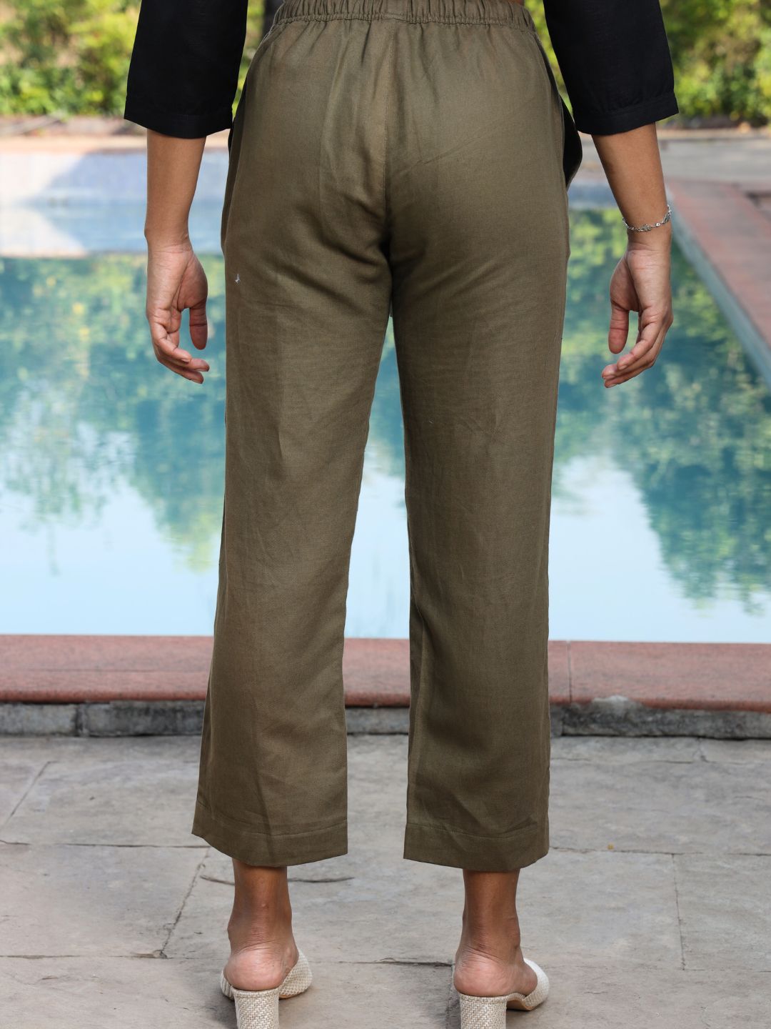 Women's Hemp Capri Pants with Drawstring Waist