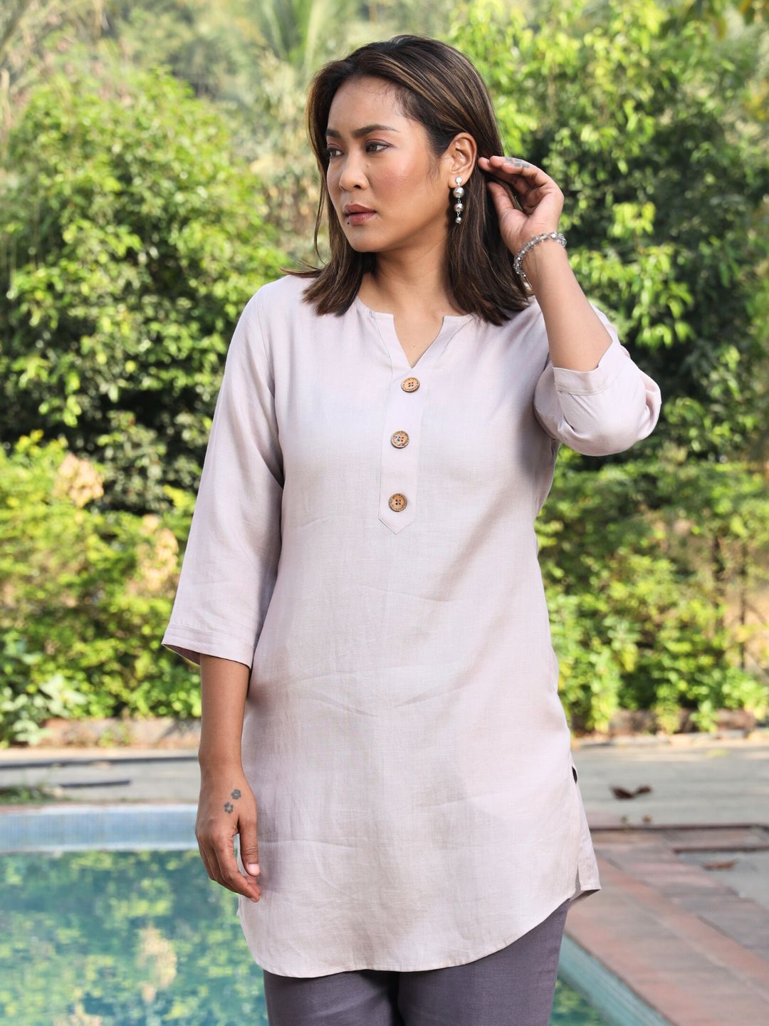 Women's Hemp Kurti with Side Pocket