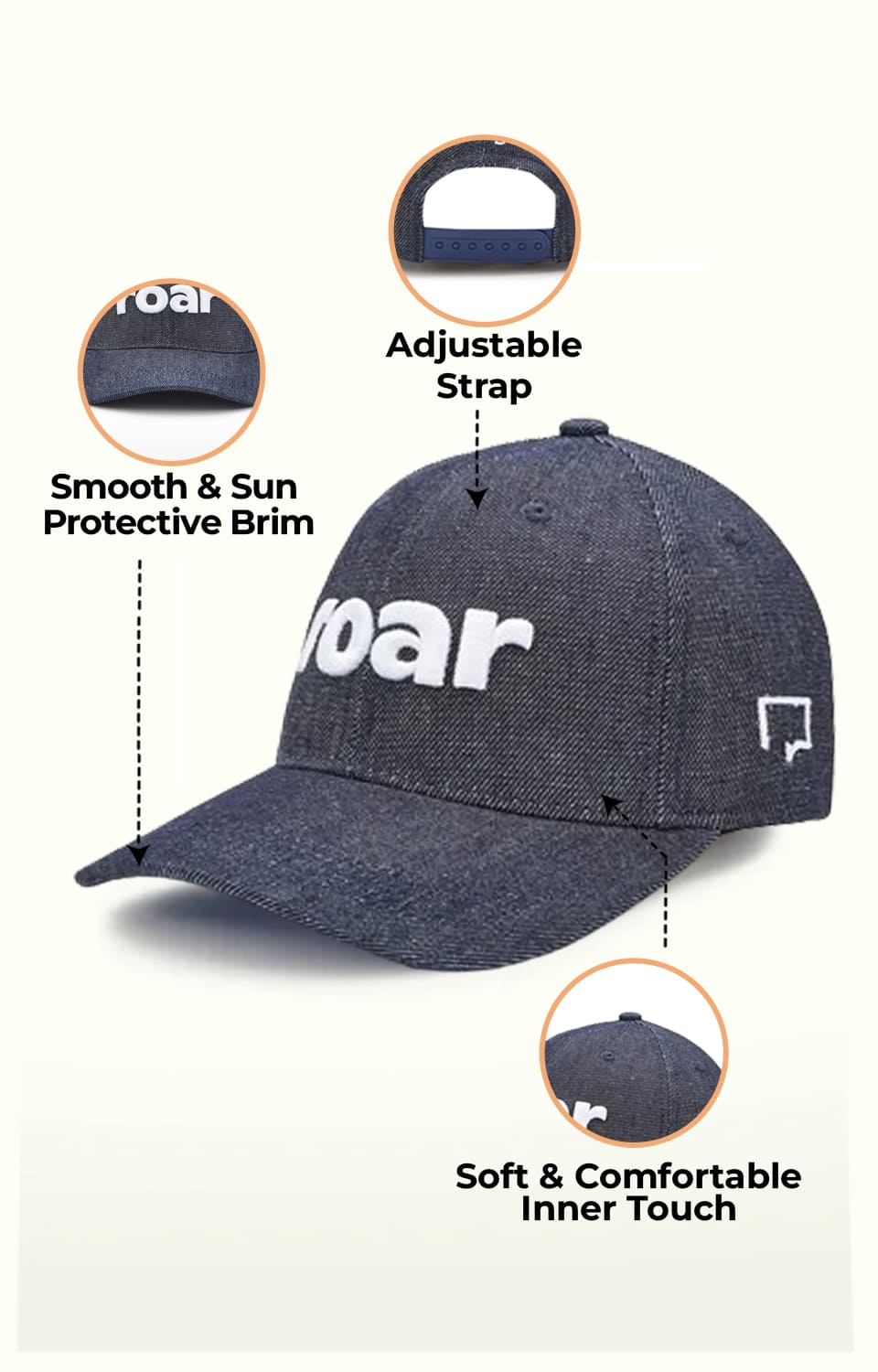 ROAR Denim Blue Baseball Cap