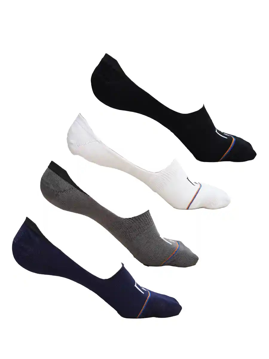 Pack of 4 No Show Bamboo Solid Socks