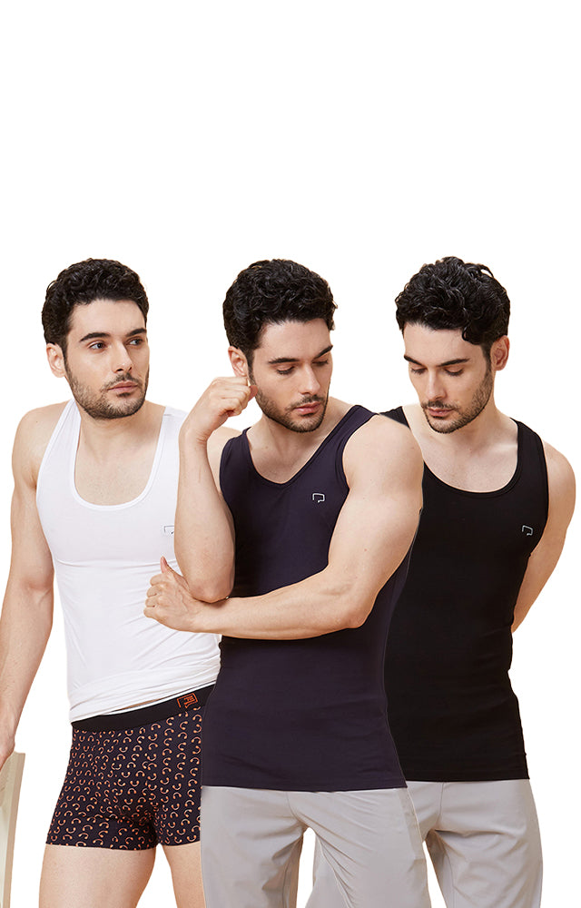RFG Men's Bamboo Soft Vest Pack of 3